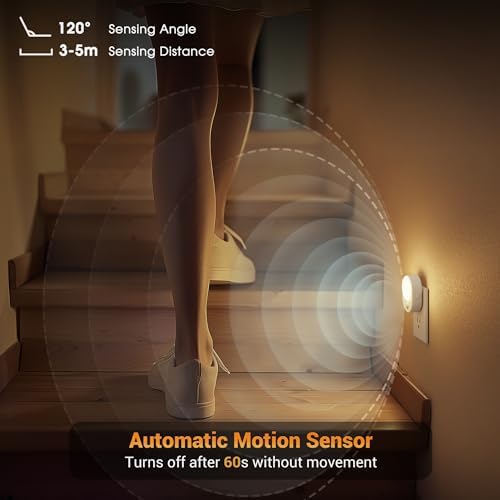 JandCase Motion Sensor Night Light, 4 Pack Motion Activated Sensor
