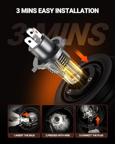 SEALIGHT H4/9003 LED Bulb, 1200% 60000LM Super Brighter than Origin, 6500K White Canbus Ready, IP68 25000RPM Cooling Fan with 80000Hrs Lifespan, 3Mins Fast Installation, 2 Pack