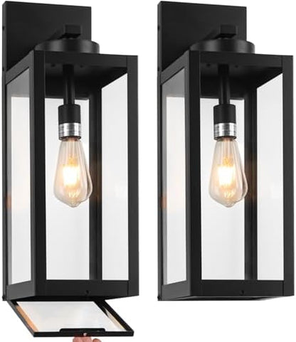 20" Large Outdoor Wall Lights with Closed Bottom, Black Outdoor Wall Sconce