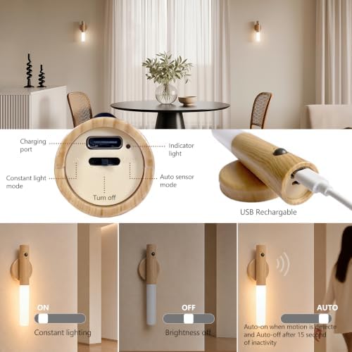 Motion Sensor Wall Lights, Rechargeable Battery Operated Wall Sconce, 1PC