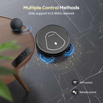 Bagotte Robot Vacuum and Mop Combo,5000Pa Suction Robotic Vacuums Cleaner with Low Noise, Self-Charger,2.4G WiFi/App/Alexa/Remote Control for Pet Hair,Hard Floor,Carpet