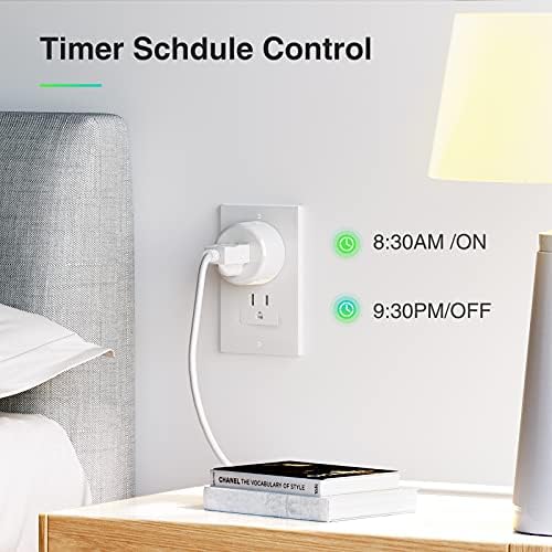 Smart Plug, WiFi Outlet Socket Compatible with Alexa Google Home, No Hub Required Surge Protection Plug, ETL Certified FCC Listed 120V 10A 2.4 GHz Wi-Fi Smart Outlet with Timer, 4 Pack