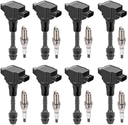 BDFHYK 8 Ignition Coil Pack UF551 and 8 Iridium Spark Plug 4505 Compatible with INFINITI 07-10 QX56,Compatible with Nissan 07-15 Armada, 12-15 NV2500 NV3500, 08-12 Pathfinder Coil for 5C1729 E1051