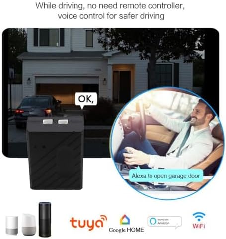 Smart Garage Door Controller WiFi Switch with Phone Remote Control Timing Function Voice Control,Compatible with Alexa Echo Google Home SmartLife/Tuya APP