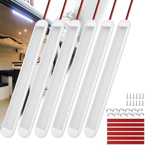 RVZONE 6‑Pack 12V LED Interior Light Bar,120LEDs 1800LM for RV Van Camper