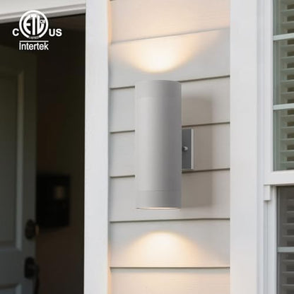 mirrea 14" Modern Outdoor Porch Light in 2 Lights, Matte Gray, 2 Pack