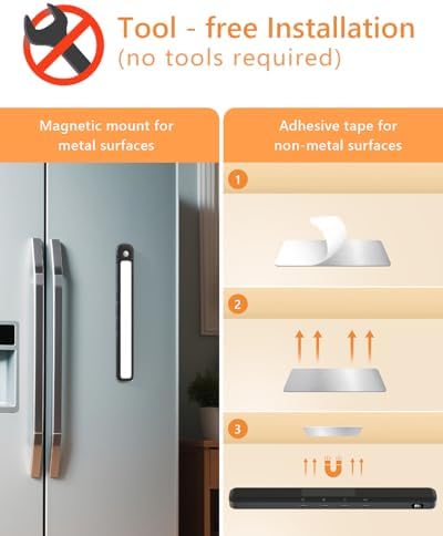 WILLED Under Cabinet & Closet Lights, Motion Sensor, Rechargeable, Magnetic, 3 Color Temps, Dimmable LED Light Bar for Indoor Kitchen Counter (4 Pack, Black)