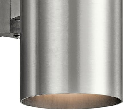 Kichler Cylinders 12" 2-Light Cylinder Outdoor Wall Sconce in Brushed Aluminum, (12" H x 4.75" W), 9244BA