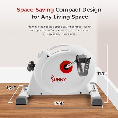 Sunny Health & Fitness Smart Mini Cycle, Under Desk Pedal Arm/Leg Exerciser | Dual Function, Low-Impact Cycle Workout, Rehab/Recovery, Space-Saving Design, Mesh-Belt Resistance, SunnyFit App Connectivity