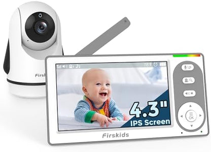 Baby Monitor - 1000ft Long Range Baby Monitor with Camera and Audio No WiFi, Built in 3500mAh Battery,Auto Night Vision, Temperature, 2-Way Talk, 8 Lullabies, 4.3'' Screen