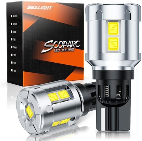 SEALIGHT 912 921 LED Bulbs Reverse Lights 6500K White, 600% Brighter T15 LED Backup Light Bulb for 906 904 922 W16W Super Bright Canbus Error Free Plug and Play Light Bulb, Pack of 2