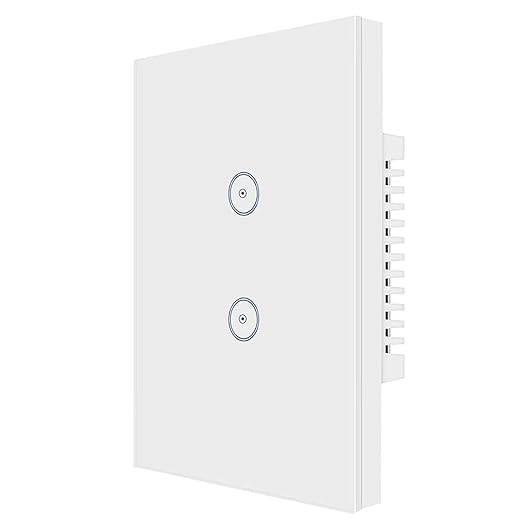 Jinvoo WiFi Wall Light Touch Panel Switch, 2 Way, Remote Control by Smart Phone,No Hub Required, Compatible with Tuya Smart Life app AC 120V Works with Amazon Echo Google Home White 1 Gang ETL Listed