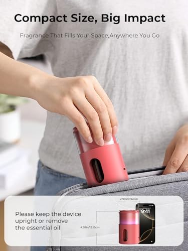 Waterless Essential Oil Diffuser: 𝟗-𝐂𝐨𝐥𝐨𝐫 𝐋𝐄𝐃 Bright Red