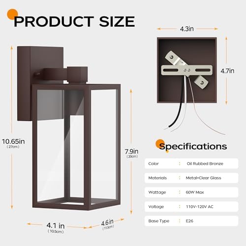 WIHTU Outdoor Front Porch Light Wall Mount, Exterior Lighting Fixtures