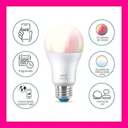 WiZ LED Smart Light Bulbs, Sunset to Sunrise Automation + Motion Detection + Control with Voice or App, Full Color A19 60W 800LM E26 Indoor, Matter Compatible - 1 Pack