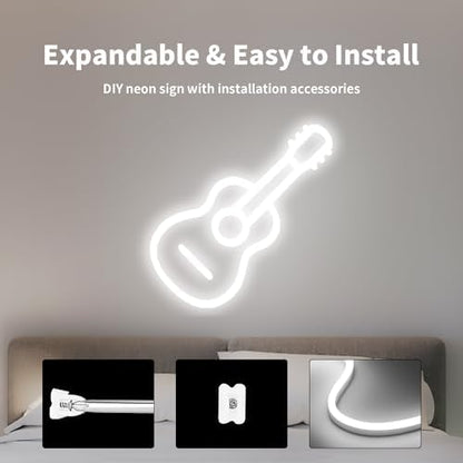 12V Neon Rope Light, 5M White Silicone LED Strip Lights, Waterproof Flexible Dimmable Neon Strip Lights Kit for Bedroom Mirror TV Backlight Wardrobe Monitor Kitchen Cabinet Indoor Outdoor DIY Lighting