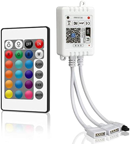 Smart WiFi RGB LED Light Strip Remote Controller, 24 Key Wireless Control