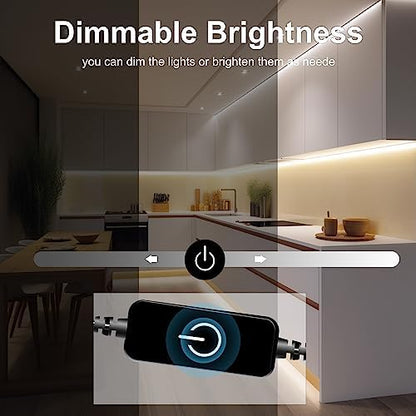 Pandery COB LED Strip Lights 5M,Touch Dimmable led Strips,16.4ft LED Tape Lights with CRI90+,4000K Natural White led Lights,1600LEDs,24V LED Rope Indoor for Bedroom,TV,Kitchen,Closet
