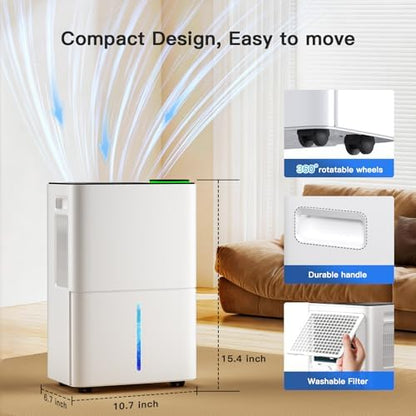 1000 Sq. Ft Smart Compressor Dehumidifier with Drain Hose for Home
