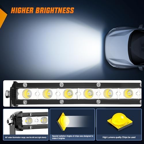 Nilight Single Row LED Light Bar Ultra-Slim Flood Light Bar 13 Inch 36W Fog Driving Work Roof Bumper Lighting for Offroad 4x4 Trucks Polaris RZR SUV ATV UTV