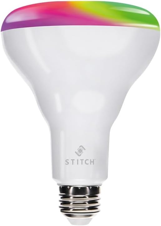 Monoprice Stitch Smart Wi‑Fi RGBCW Light Bulb, 8W, 650 Lumens, BR30, Compatible with Google Voice Control Assistant