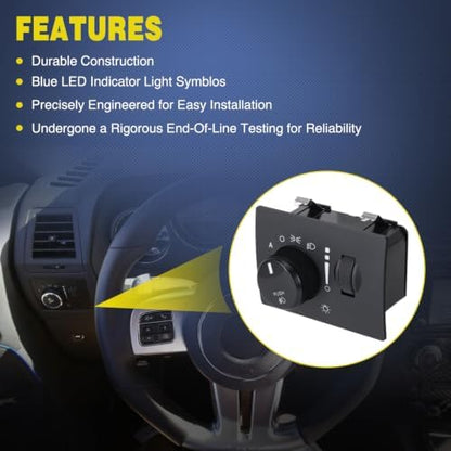 Nilight Headlight Dimmer Switch for 2005-2011 Chrysler 300 Dodge Challenger