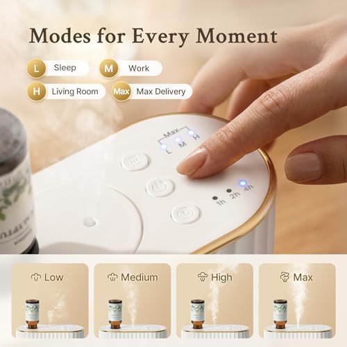 Waterless Essential Oil Diffuser for Room, Cordless Scent Diffuser