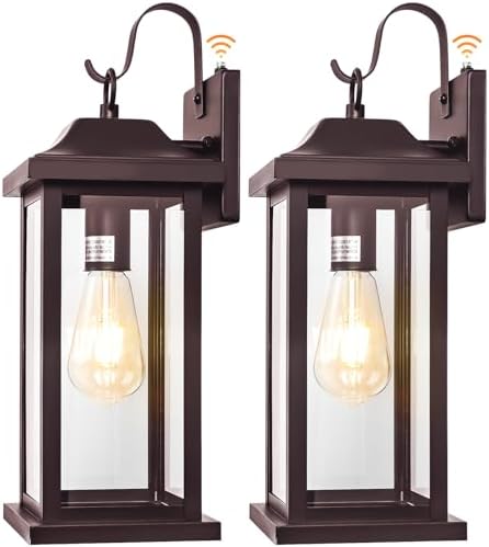 Bronze Dusk to Dawn Outdoor Wall Sconces 2-Pack Large