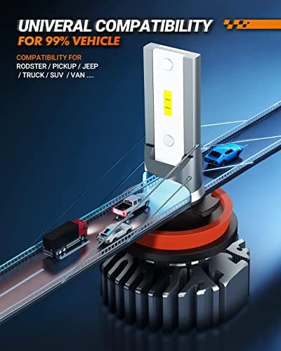 SEALIGHT 9005 H11 Light Bulbs, 160000LM 6500K Brightness HB3 H8 Combo, Plug N Play 1:1 Size 10 Years Long Lifespan, IP68 Waterproof for Vehicle ATVs & Powersports, Pack of 4