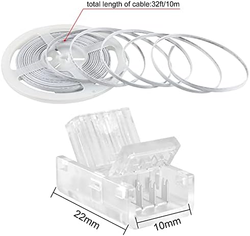 RGBZONE 10Pcs 4 Pin 10mm LED Strip Connectors and 32.8FT 4 Pin RGB Extension Cable Strip to Wire Quick Connection for 10mm Wide Waterproof or Non-Waterproof SMD RGB 5050 LED Strip Light(IP20/IP65)