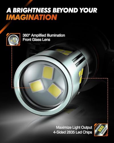 SEALIGHT 9006 Fog Lights LED Bulb, 9006 Hb4 LED Fog Light Bulbs 1:1 Size 9006 Bulb Plug And Play, 6000k Xenon White Light Pattern, Pack of 2