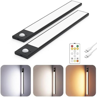 12" Under Cabinet Lighting Wireless, Remote, Motion Sensor, 2Pack, Black