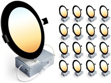 Ensenior 16Pack 4 Inch LED Recessed Ceiling Light, 5CCT, 750LM 9W, Black