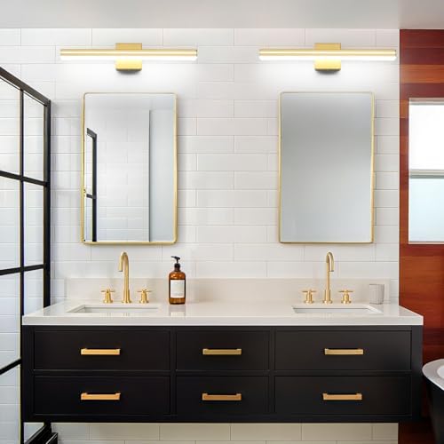 SineRise 24-Inch LED Modern Bathroom Vanity Light Bar, Gold Modern Acrylic Bathroom Wall Lighting Fixtures Over Mirror (Cool White 6000K)