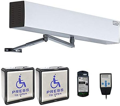 Olideauto Automatic Door Opener for Disabled with Wireless&Wired 2-in-1 4.5'' Square Handicap Push Button Olide-510 with Both Inswing and Outswing Arms