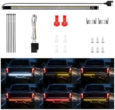Tailgate Light Bar - 48" Aluminum Frame 780 LED Strip with Red Brake, Yellow Turn & White Reverse Lights, Waterproof Triple Row LED Tailgate Light Bar for Trucks, SUVs, Pickups