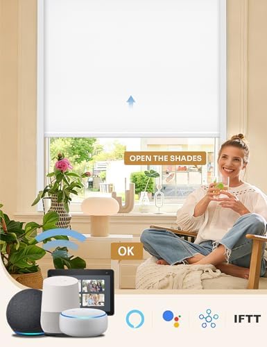 Grandekor No-Drill No Tools Motorized Blinds with Remote | 35Wx72H White