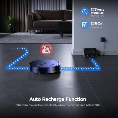 Robot Vacuum and Mop Combo, 8000Pa Strong Suction 2 in 1 Vacuum Robot with Mopping, with Schedule, Wi-Fi/App/Remote, Self-Charging, Slim, Ideal for Hard Floor, Pet Hair, Low-Pile Carpet