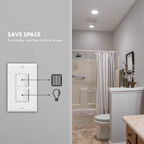 ENERLITES White Double Paddle Decorator 3-Way Switch, 15A, 1 Pack