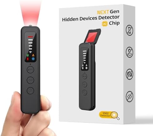 AI 7-in-1 Hidden Camera Detectors, RF Signal Scanner with 6 Detection Modes | Anti-Spy Camera Finder, GPS Tracker & Bug Detector for Hotels, Dressing Rooms, Bathrooms, Cars & Travel Security (Black)