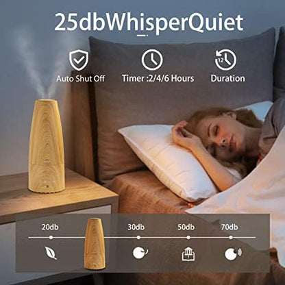 Cool Mist Humidifier,Elecameier Warm and Cool Mist Humidifier for Home/Bedroom with Remote Control Smart Air Humidifier for Desk/Office/Baby Bedroom 25dB Whisper Quiet with Auto Shut off light wood