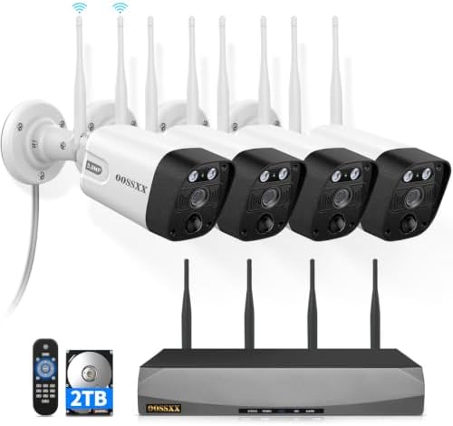5MP Wireless Outdoor Security Camera System 4 Cameras 2TB 60 Days Storage