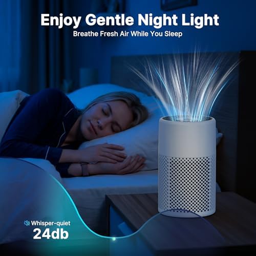 Air Purifiers for Bedroom, Dorm Room, True HEPA Filter for Smoke, White