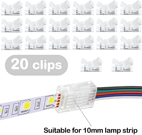 Flutesan 20 Pcs 5 Pin 10 mm LED Strip Connector RGB Lights