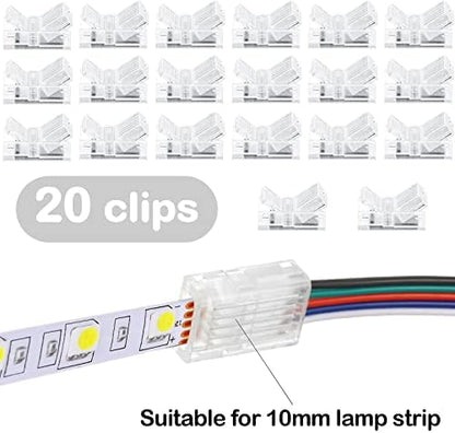 Flutesan 20 Pcs 5 Pin 10 mm LED Strip Connector RGB Lights
