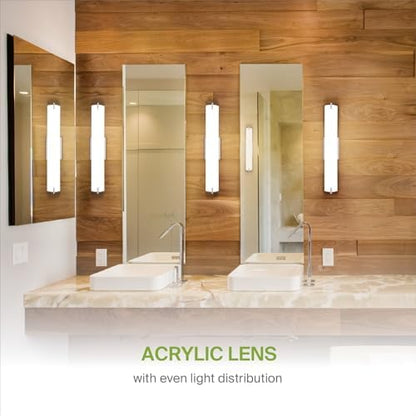 ASD LED 24" Vanity Wall Mount Light Fixture, Linear Bathroom Lighting Bar | 3CCT, Dimmable, Energy Star, ETL Listed | 25W 1950LM 3000-5000K 120V | Long Tube Bath Sconce Over Mirror | Nickel