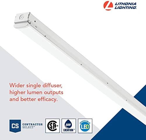 Lithonia Lighting 1 Light LED Strip Light, 4 Foot Linear LED Ceiling Lighting Fixture, 5500 Lumens, 4000K, Dimmable, MVOLT, for Garage, Closet, Utility Room (MNSS L48 5500LM MVOLT GZ10 40K G1)