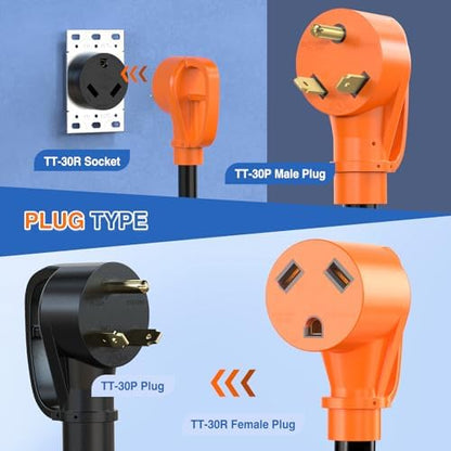 Nilight 30 Amp RV Y Splitter Adapter Cord 10 AWG NEMA TT-30P TT-30R