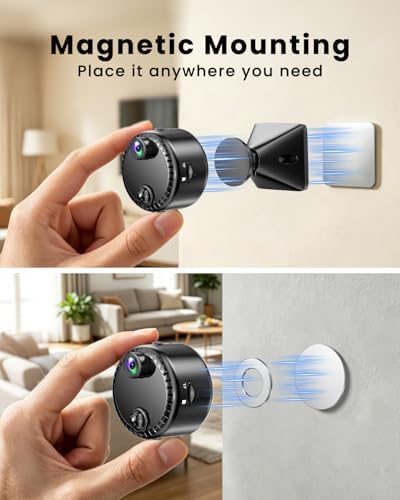 VIDCASTIVE 4K Mini Hidden Camera 2.4G/5G WiFi Wireless Indoor Security Camera for Home/Pet/Travel, AI Human Detection, Night Vision, Long Battery Life, SD & Cloud Storage