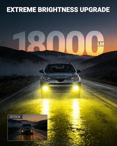 SEALIGHT H11/H16/H8 Yellow LED Fog Light Bulbs, 18000LM 3500K Yellow-2 Pack